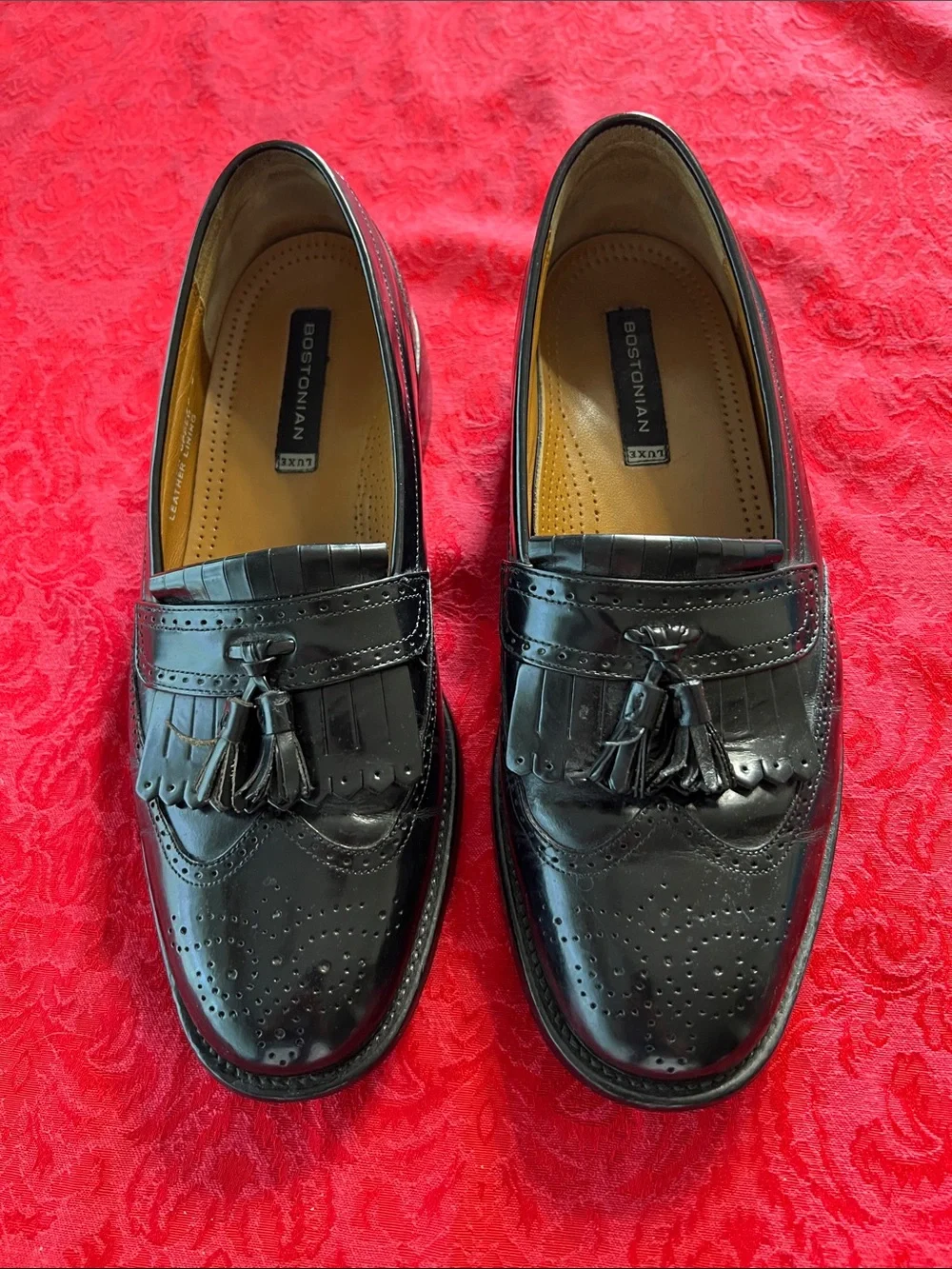 Bostonian Luxe Men’s 9.5M Black Leather Kiltie Tassel Brogue Loafers
